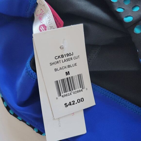 California Kisses juniors black blue laser cut swimming shorts size M slim - Picture 6 of 6